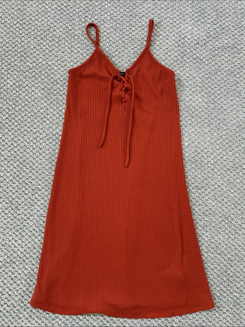 Forever 21 Rust Orange Ribbed Spaghetti Strap Dress